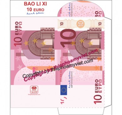 Bao lì xì tiền 10 euro hạnh phúc - Hoa Mỹ Việt