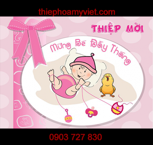 Mẫu thiệp mời đầy tháng bé gái