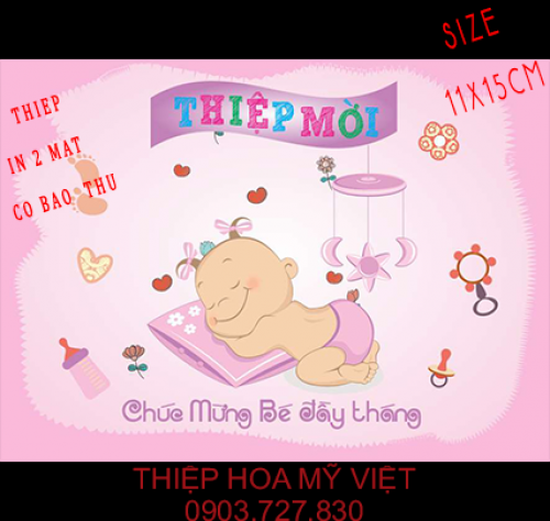 Thiệp mời đầy tháng cho bé gái