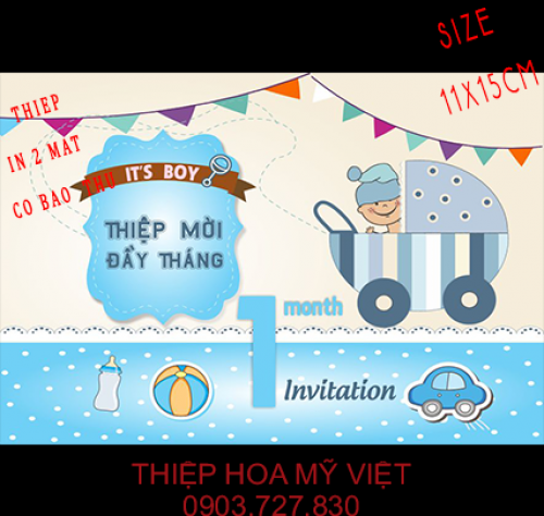 Thiệp mời đầy tháng cho bé trai