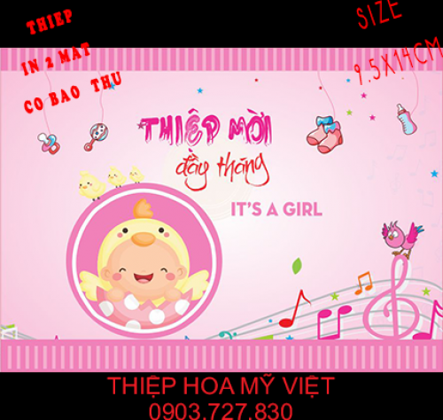 THIỆP MỜI ĐẦY THÁNG ĐẸP HMV-06