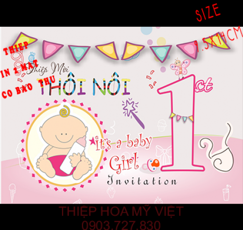 Thiệp Mời Thôi Nôi Bé Gái 16